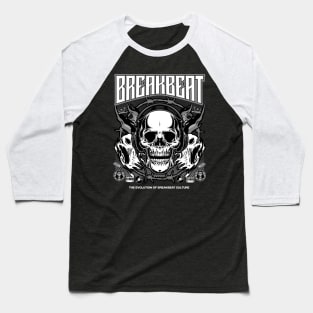 BREAKBEAT  - Evolution Skull (Grey) Baseball T-Shirt